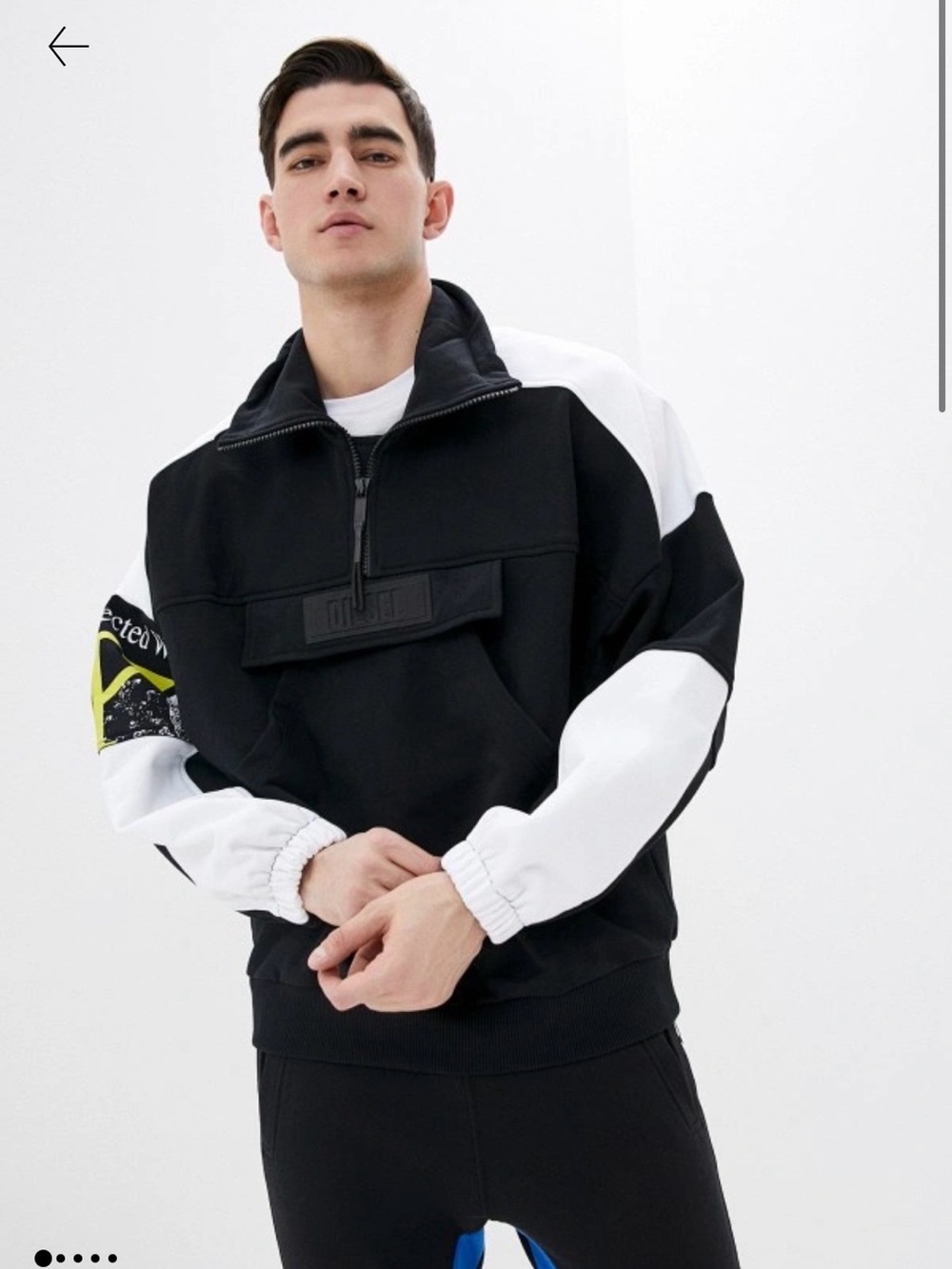 Diesel Yoshimo Black and White Half-Zip Pullover